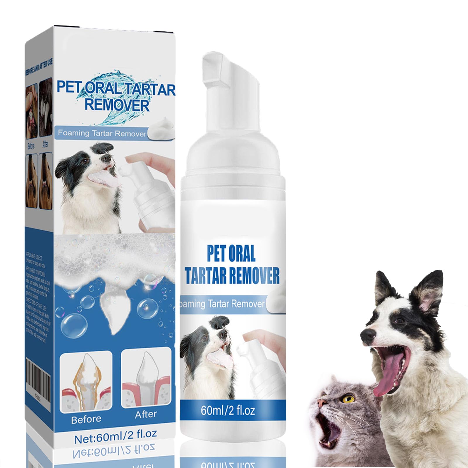 Pet Oral Tartar Remover Spray, Oral Spray for Dogs Teeth Cleaning, Pet Dental Foaming Care Spray, Pet Breath Freshener, Support Healthy Gums, Reduce Tartar for Cats and Dogs (1PC)
