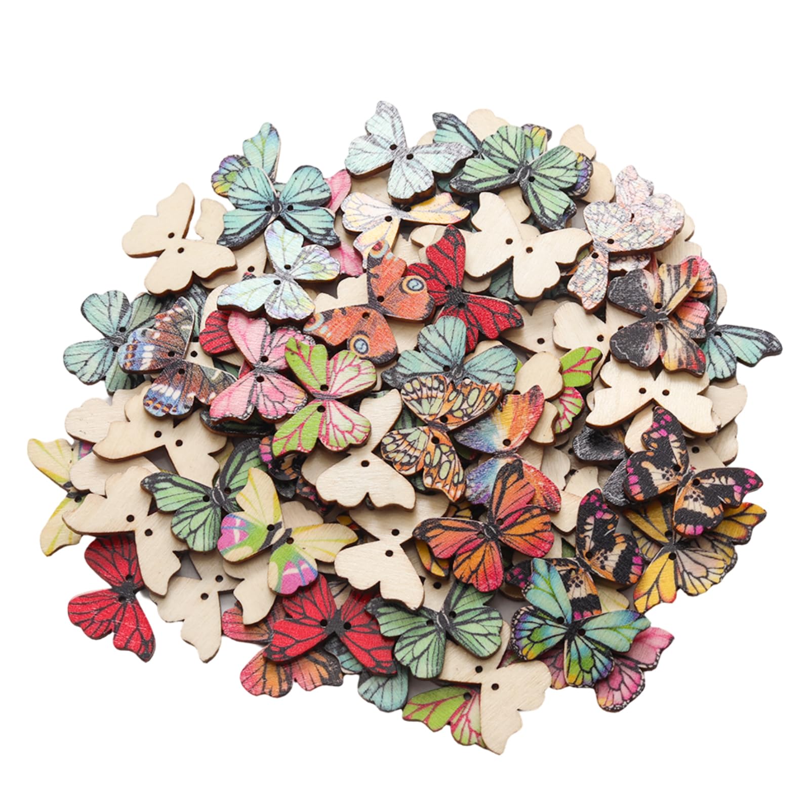 Vintage Wood Buttons - 100pcs Bulk Assorted -27