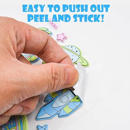 Miniatura 4 de Calcomanías espaciales para niños, calcomanías hinchadas 3D, paquete de calcomanías de espuma que brillan en la oscuridad, para fiestas temáticas