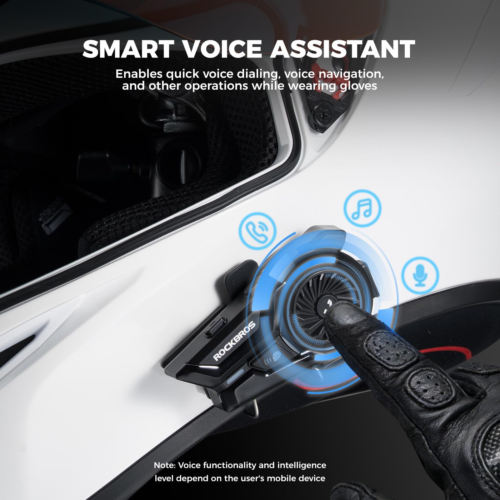 ROCKBROS Intercomunicador para Casco Moto Bluetooth, Auriculares con Sistema de Comunicación de 300 m, Llamadas Manos Libres, Asistente de Voz, Altavoces HD, IP56 Impermeable