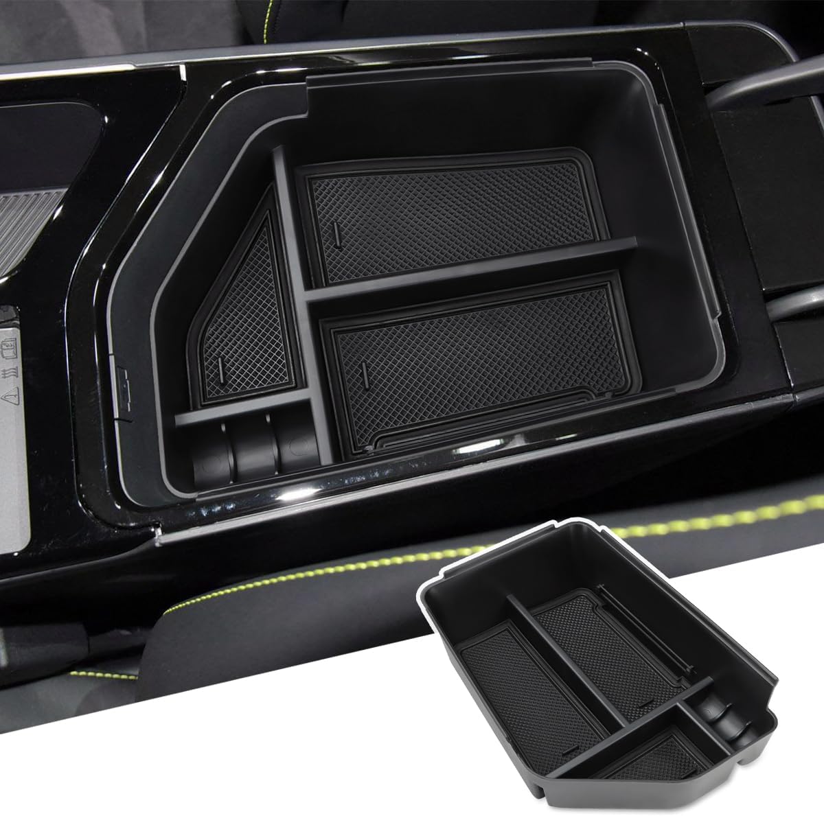 MARCHFA Plastic Center Console Organizer Automobiles Tray Compatible for 2022 2023 2024 2025 Kia EV6 Accessories Armrest Storage Box Tray Organizer Insert (Black)