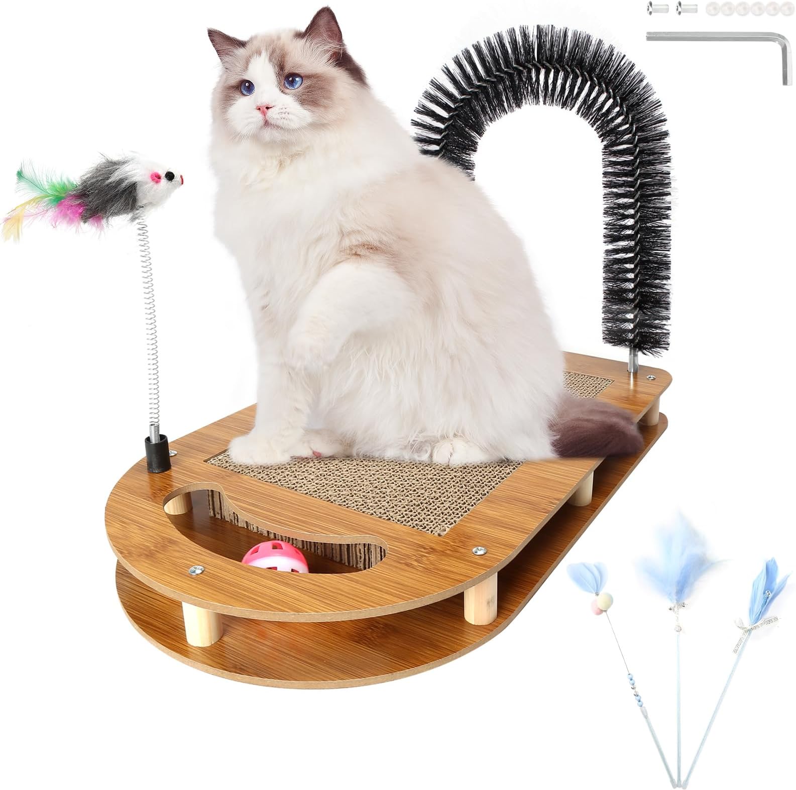 PEEKAB Cat Scratching Post with Cat Tower Tree and Cats Arch Self Groomer Massager