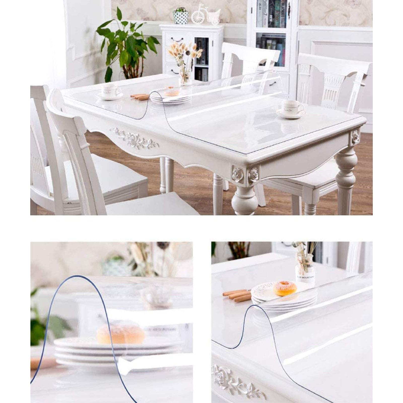 Tovaglia Trasparente 1mmPVC Lastra di Cristallo Trasparente Proteggi Tavolo Tappetino da Tavolo in plastica Vetro Morbido per Tavolo da Pranzo scrivania, Dimensioni Personalizzate (Color : Clear, Size