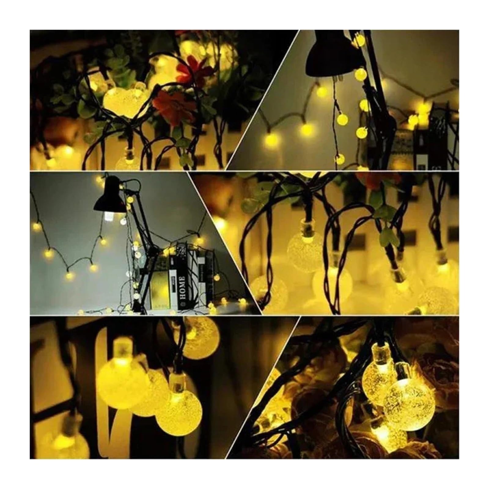 Genérico Luces Decorativas solares for Exteriores, Luces solares con Bolas de Cristal, 8 Modos, Impermeables, adecuadas for decoración de Jardines y Fiestas(White,12M,Big(2.4))