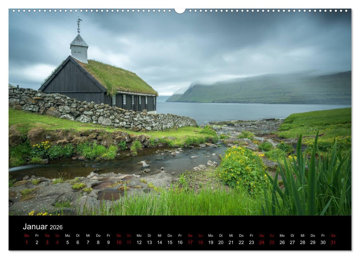 Färöer - Naturwunder im Nordatlantik (hochwertiger Premium Wandkalender 2026 DIN A2 quer), Kunstdruck in Hochglanz: Atemberaubende Inselwelt im Nordatlantik