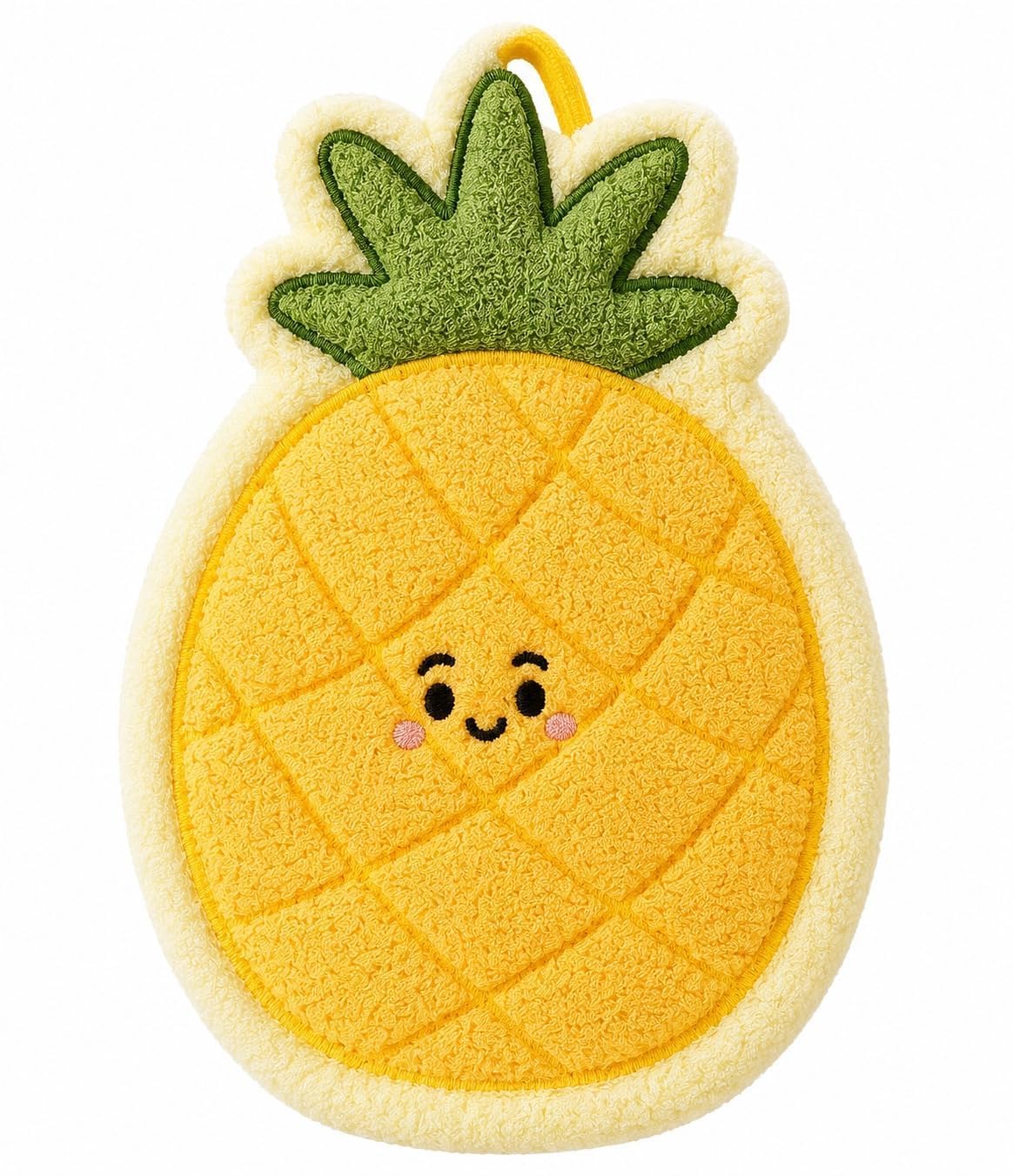 Cute Fruit Shape Hanging Hand Towel | Soft Coral Fleece Microfiber Kitchen & Bathroom Hand Wipe | Super Absorbent Quick Dry Reusable Hanging Towel | Fruit Design Hand Towel (Pineapple Shape)-image-13