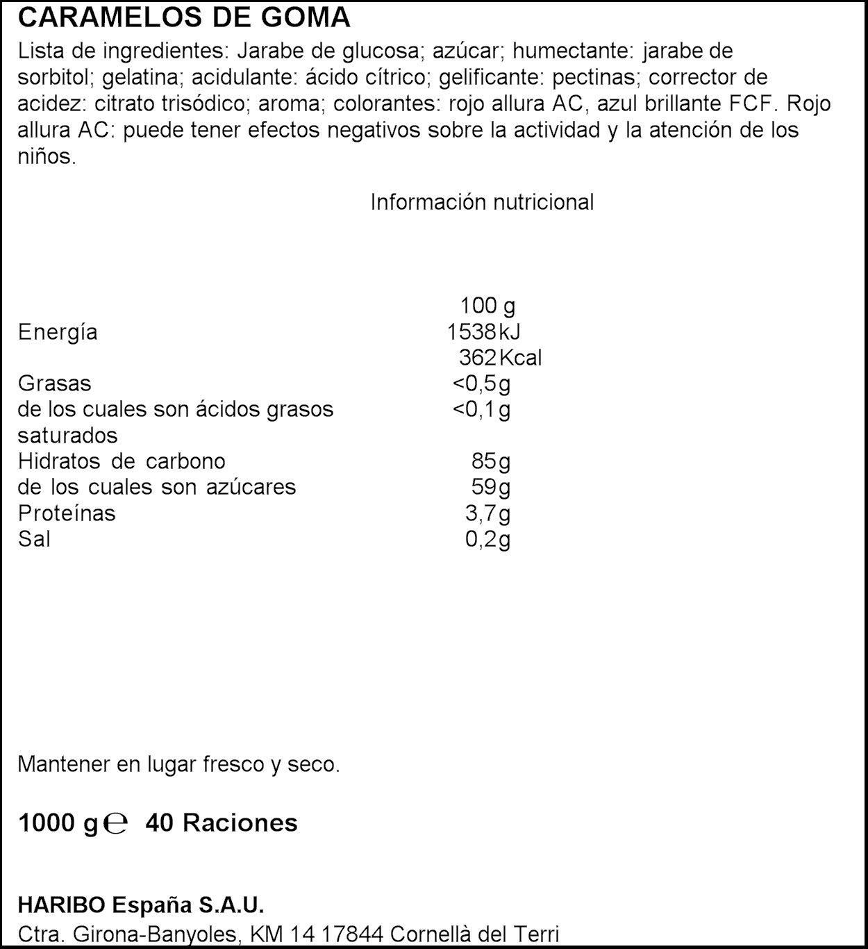 Haribo - Tricorazon - Caramelos de goma - 1 kg