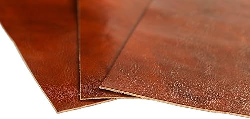 Miniatura 8 de Hoja de cuero curtido vegetal de grano completo cuadrado de 0.047-0.063 in (3-4oz) de grosor para manualidades de cuero (6 x 12 pulgadas, coñac)