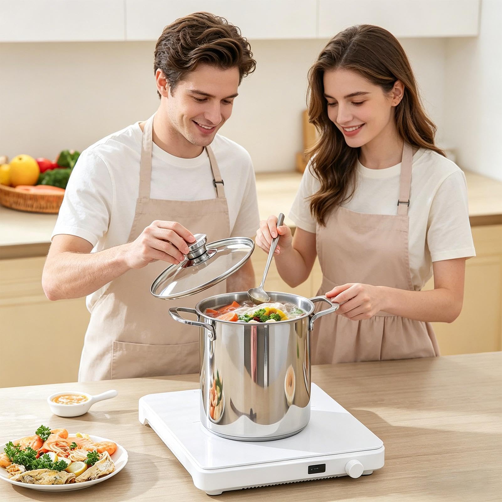 Nudeltopf, 4 L Edelstahl-, Spaghetti-Kocher, Dampfgarer Für Zuhause | 4-Liter-Spaghetti-Kocher aus Edelstahl, 16 x 26 cm, Nudeltopf-Dampfgarer, für Partys