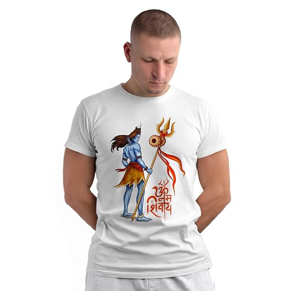 Printed White Round Neck Unisex T-Shirt 