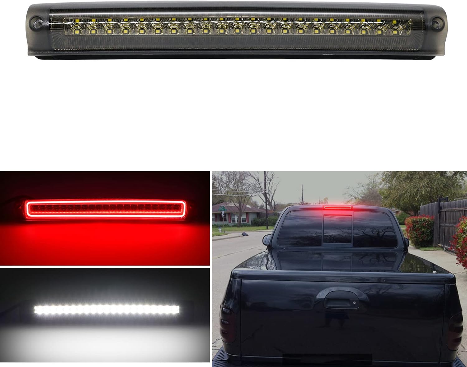 LED 3rd Third Brake Light Replacement for F150 1997-2003 F-150 Heritage 2004,F-250 1997-1999,Rear Cab High Mount Stop Lamp with Sealing Gasket, Ventilation Holes, Replace OE Part