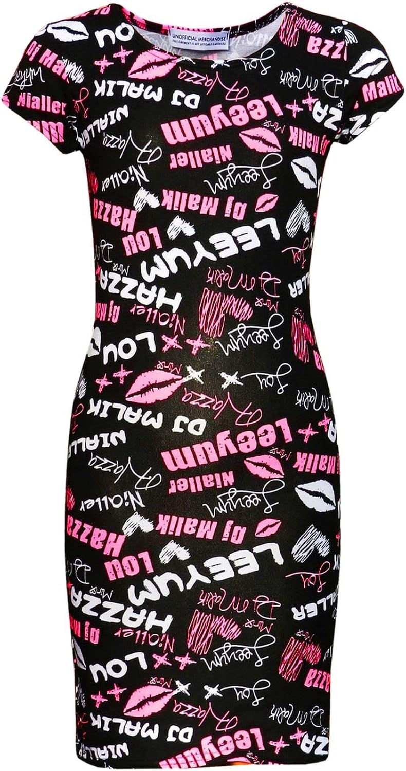 A2Z 4 Kids Children Girls Black Comic Graffiti Legging Skater Midi Dress Crop Top Pencil Skirt Age 2-13 Years