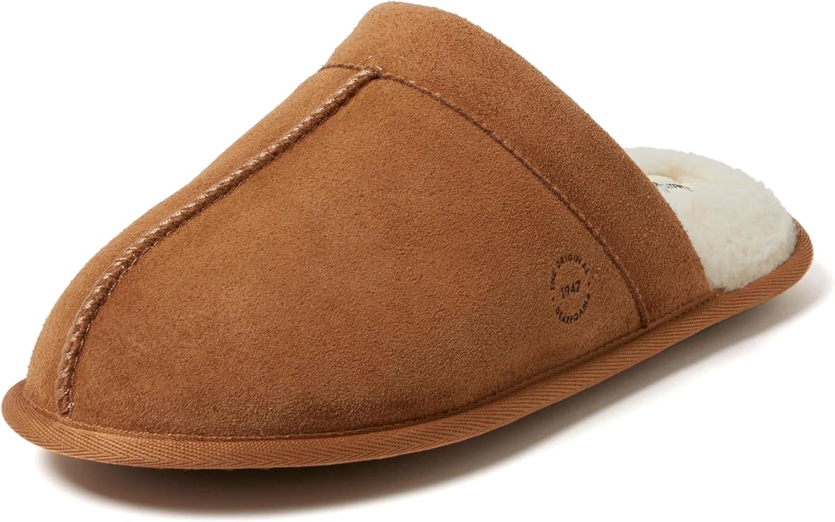 Dearfoams Bradford - Zapatilla de casa de ante auténtico para hombre