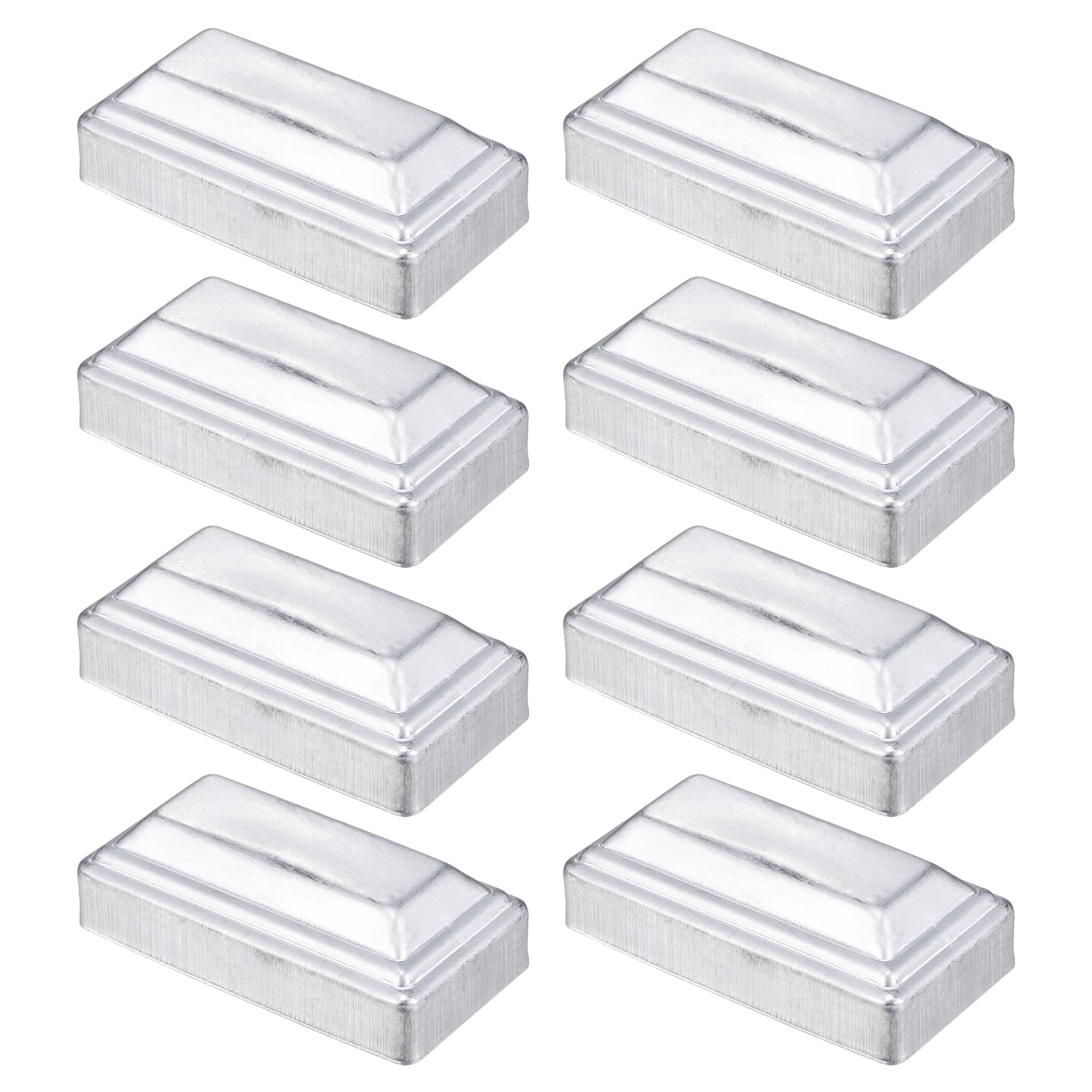 sourcing map 8Pcs Fence Post Cap Fit 3.2" x 1.6" OD Pipe, Galvanized Steel Deck Post Cover Square Decking Caps for Mailbox Outdoor Chain Link Wood/Metal Fence Deck Railing, Silver