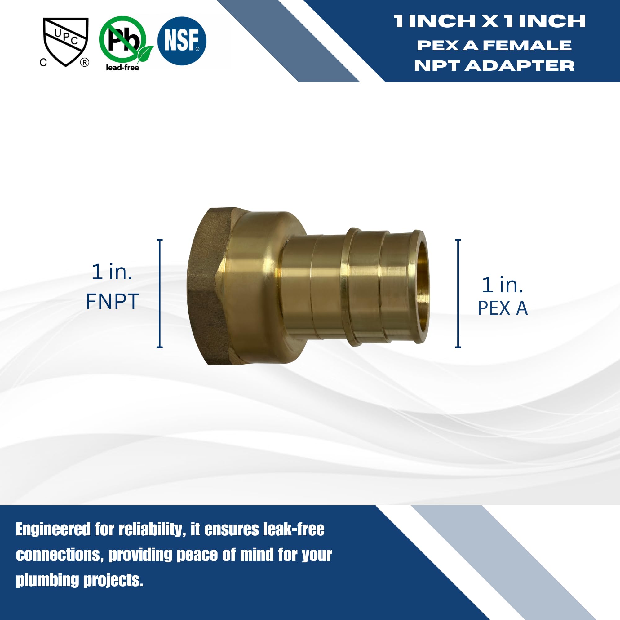 XFITTING Pex-A 1 Inch Female NPT Fitting - Brass PEX Connector For Plumbing Systems | 29-1-7=1XX Model
