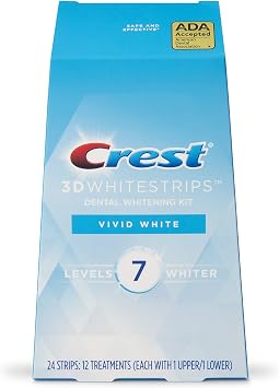 Crest 3D Whitestrips Vivid White Teeth Whitening Kit, 24 Strips, 12 Count Pack