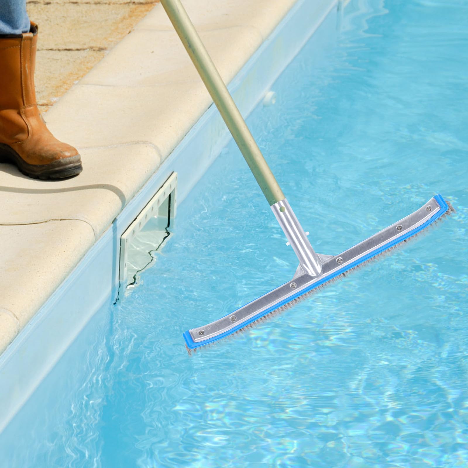 Cepillo de Alambre para Piscina 18 de Aleación de Aluminio, Plata