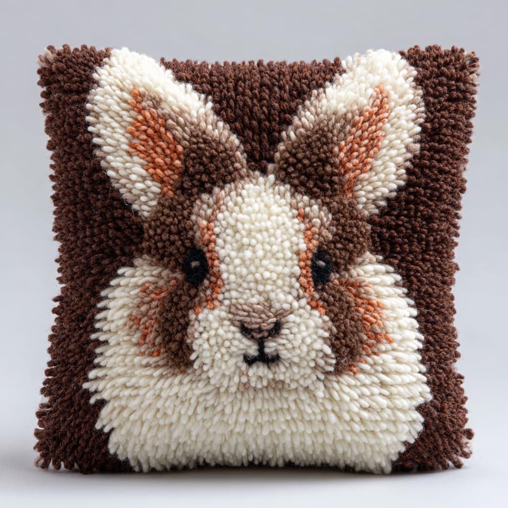 Henypt DIY Latch Hook Pillow Kits, Rabbit