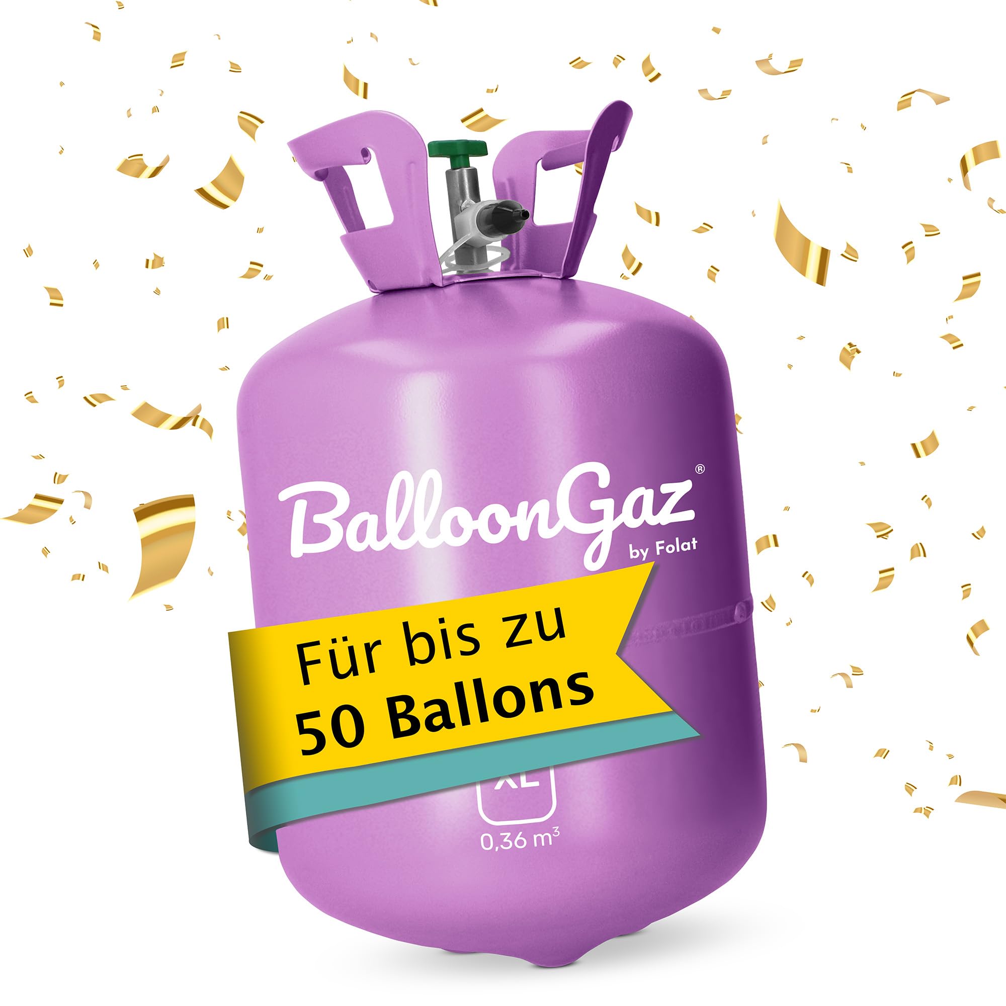 Helium Gasflasche für 50 Luftballons - Helium Balloon Gas für bis zu 50 Folienballon – BalloonGaz XL Folat 25203 ballongas für Geburtstag, Hochzeit, Party inkl. Informationsblatt