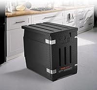 Vista 8 de VEVOR Transportador de bandeja de alimentos aislado, caja caliente de 95 cuartos de galón para catering, LLDPE caja de alimentos con hebillas