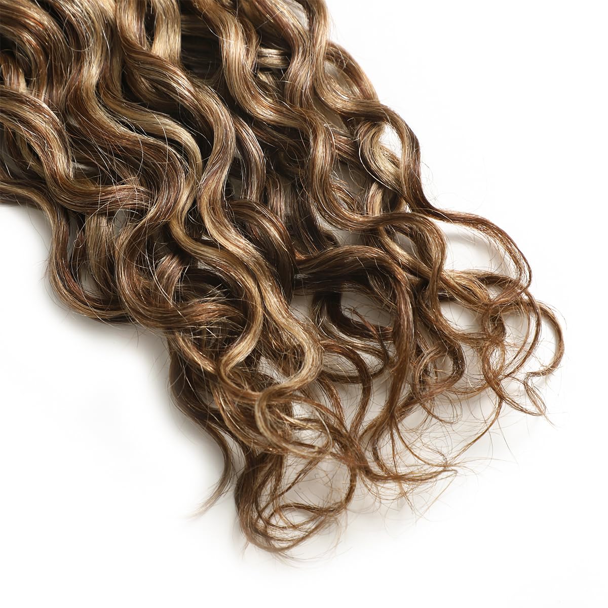 Extensiones de pelo con trenzas de cabello natural rizado marrón con rubio P4/27# 100% Remy extensiones de cabello rizado 100 g 45 cm/18 pulgadas