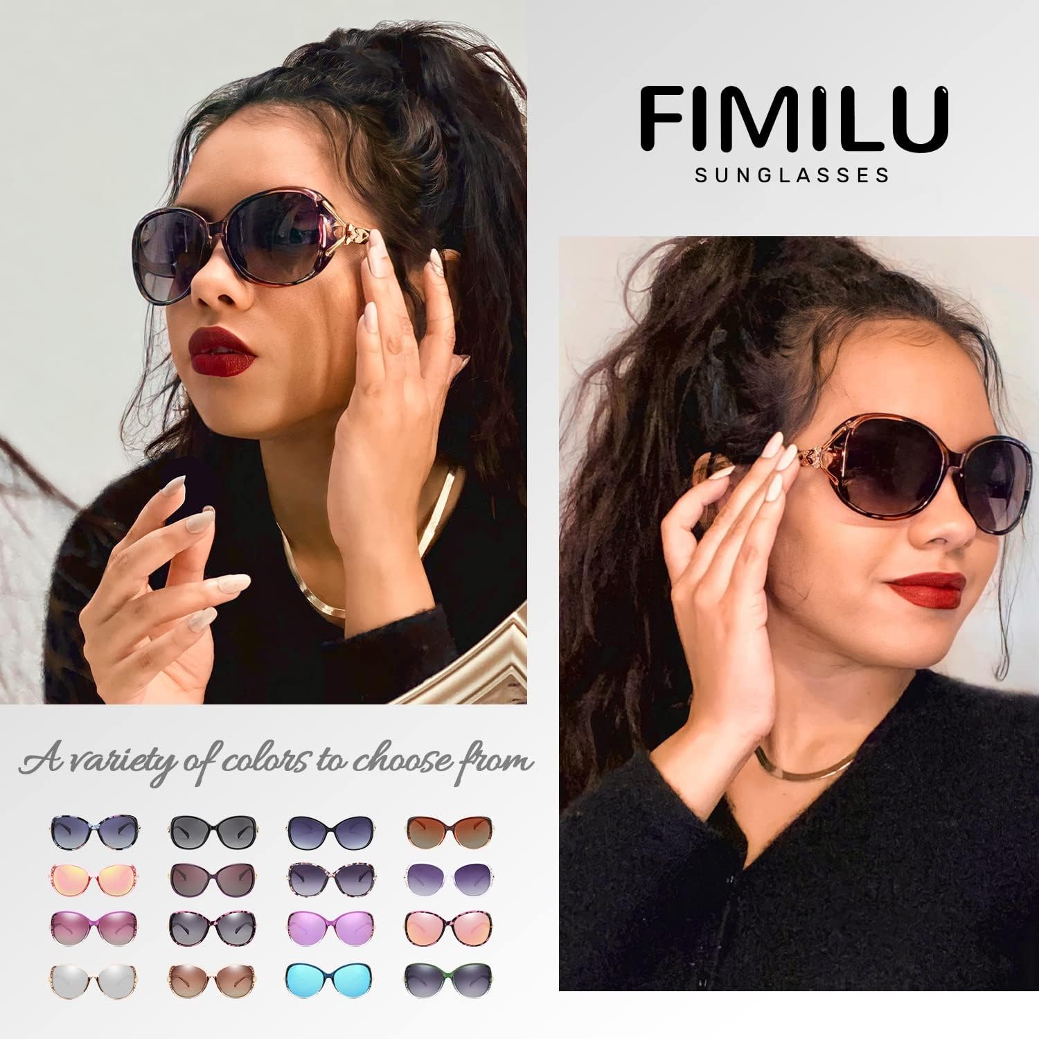 FIMILU Sunglasses for Women Trendy Polarized Sunglasses Oversized Big Sun Glasses Ladies Shades UV Protection - Image 2