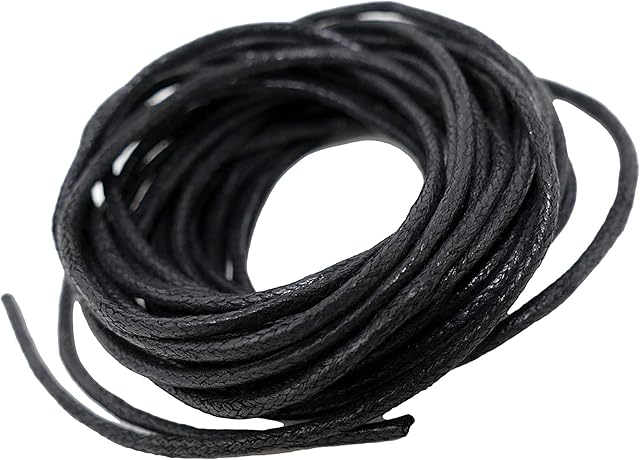 The Bead Shop Waxed Cotton Cord - 1mm 9 Metres Black Cord - Shamballa Macrame - Thread Beading String for Bracelet Necklace jewellery Making - Great for DIY