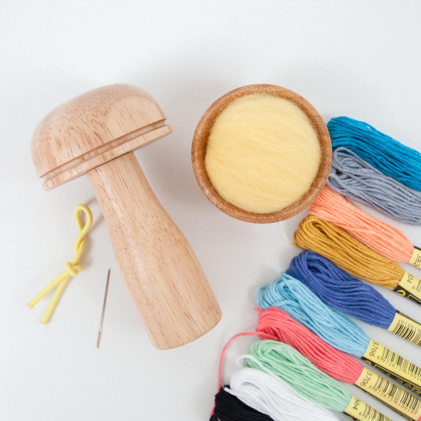 Lantelme 5021 - Kit D'accessoires De Couture En Bois De Hêtre - Champignon à Coudre - Bouchons De Chaussettes - Aguignon Mouche - Aide à La Couture Des Chaussettes