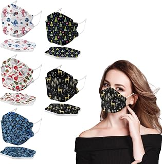 XIYI 50Pcs 4-Ply Disposable Facemasks for Adult,Breathable Fish Type Facemasks Disposable for Women Man Glasses Wearers Anti-Fog (A) a Adult Size