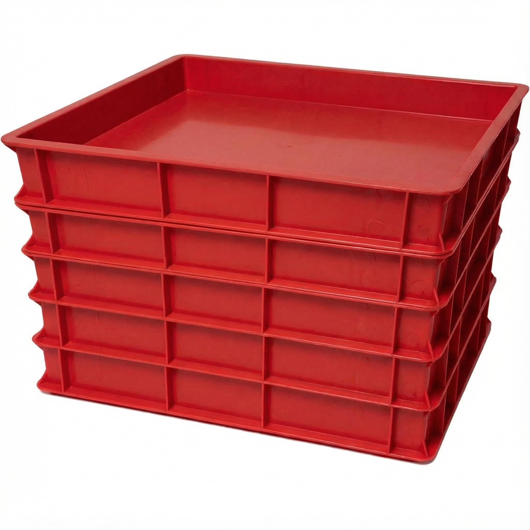 Pizza Lover 5x Pizzaballenbox | 60x40x7 cm | ROT | Made in Italy | Gärbox Teigballenbox Teigwanne Teigbox Teigkasten Hefekiste | stapelbar | Pizza - Waffel - Kuchen - Brotteig (Rot, 60x40x7 cm)