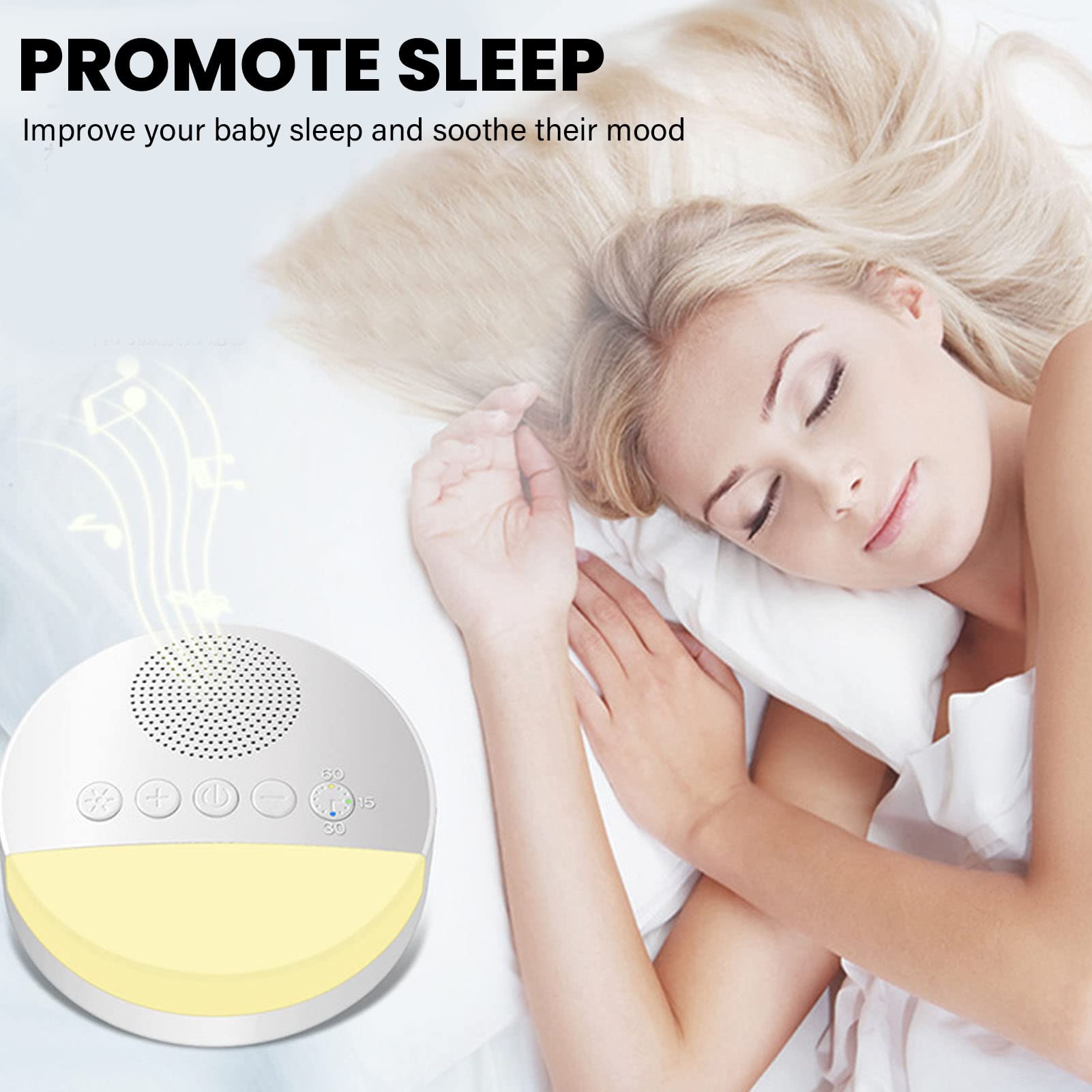 Macchina per il rumore bianco, dispositivo di rumore bianco 20 musica ricaricabile USB Baby Sleep Sound Machine con luce notturna