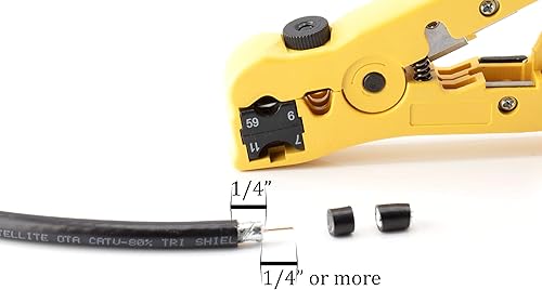 Miniatura 8 de Cortador de cable coaxial de alta calidad para RG59, RG6, RG7 y RG11 - Herramienta de pelado para cable de categoría - Pelacables CAT6 CAT5 CAT3 -