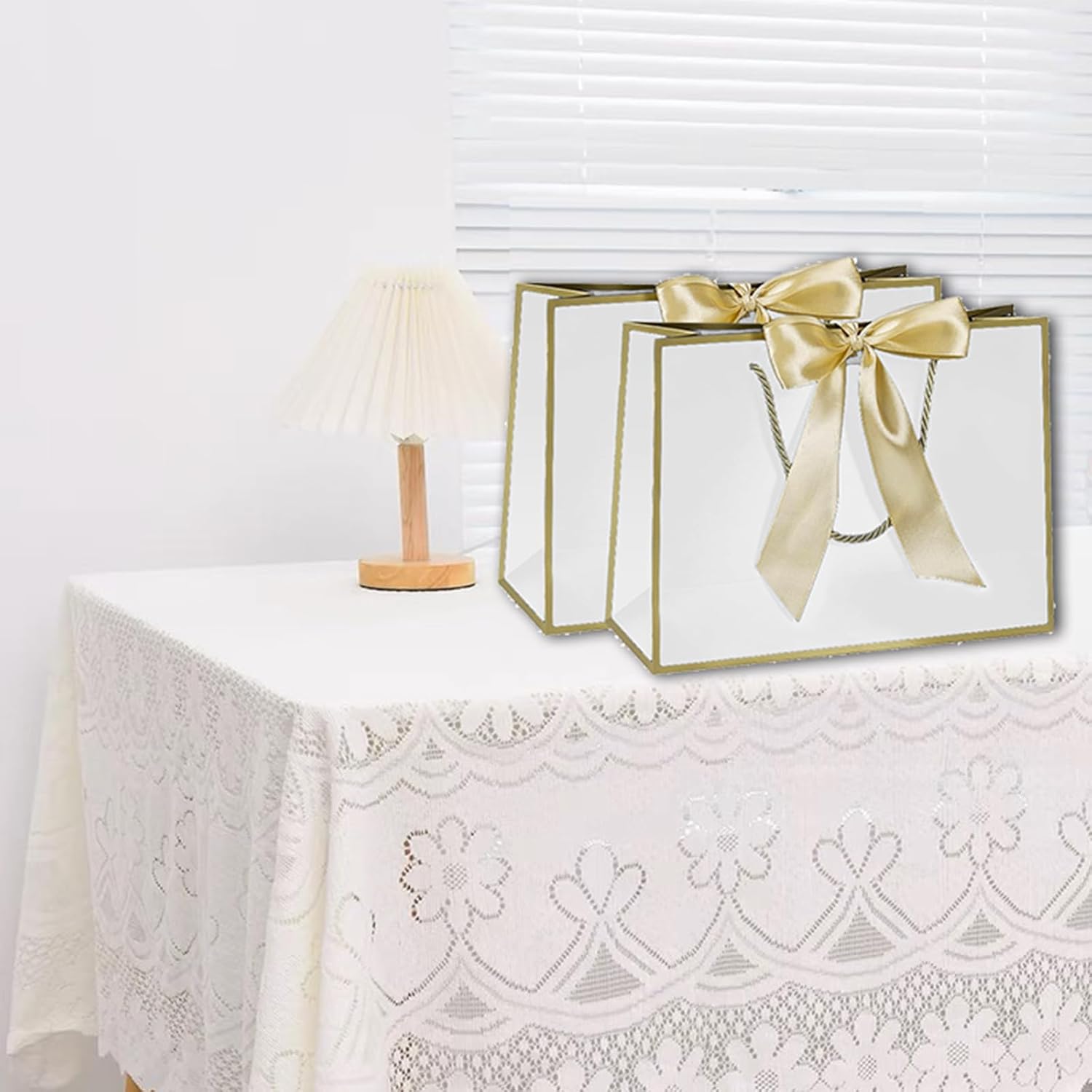 Large Gift Bags,2Pcs Paper Gift Bag with 4 Tissue Paper and 2 Greeting Cards, Present Bags with Handles for Women Girls Bridesmaid Birthday Valentines Wedding Party (12.6" x 9.84" x 4")(B) - Image 5