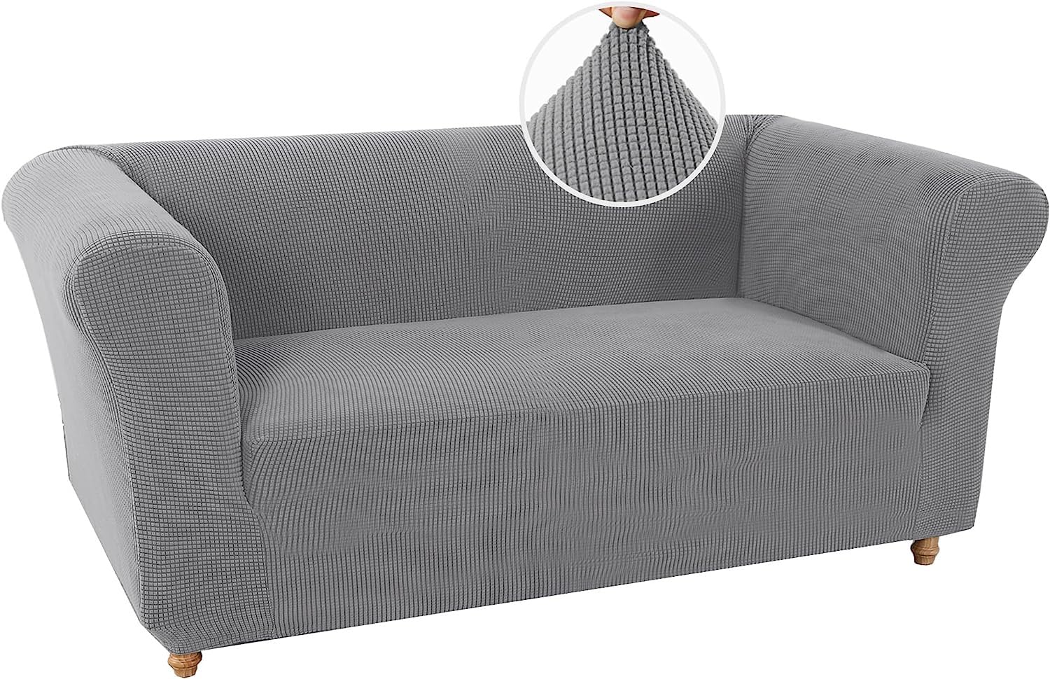 Wjhdwyd Grigio Chiaro Chesterfield Stretch Sofa Cover Non-Slip Stain Resistant Stretch Sofa Slipcover 3 Seater Sofa Cover With Armrests Super Soft Fabric(,2 Posti)