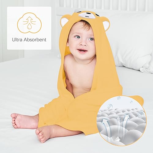 Miniatura 10 de Paquete de 3 toallas de baño con capucha para bebé con 24 paños para recién nacidos, bebés y niños pequeños, niños y niñas, artículo esencial de