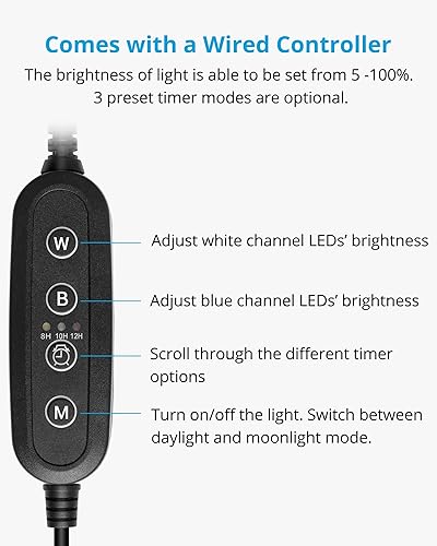 Miniatura 3 de NICREW Luz de arrecife LED para acuario de 30 vatios, LED marino de espectro completo regulable para tanques de peces de coral de agua salada