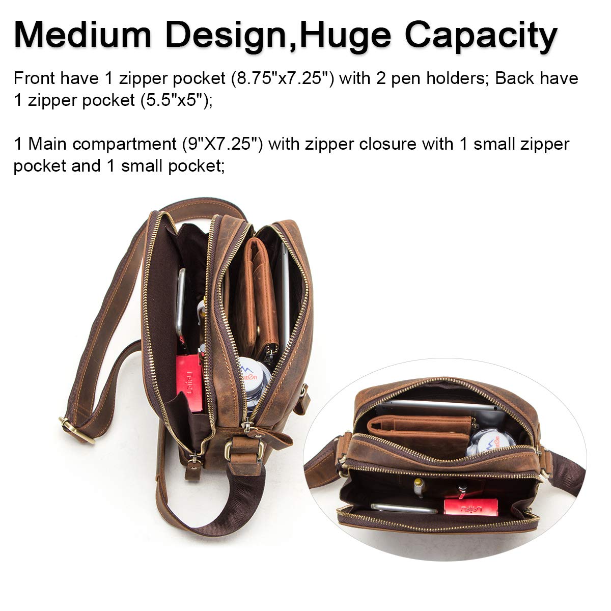 CONTACTS Echtes Leder Herren Klein Messenger Business Casual Umhängetasche für 7.9 inch Laptop Tasche Tote Handtasche