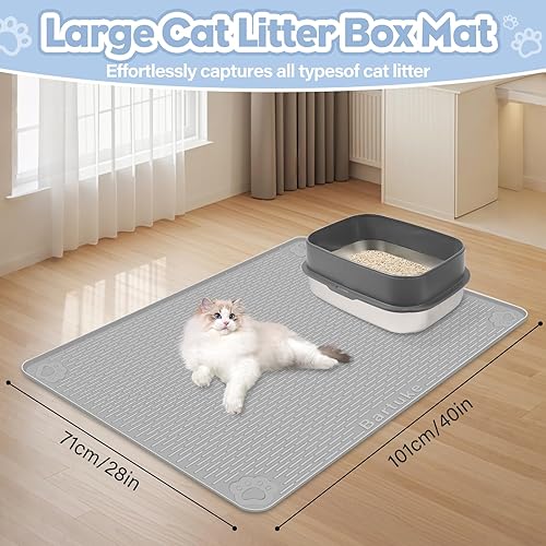 Miniatura 4 de Alfombrilla para Arena de Gatos, Extra Grande de 40" x 28" Alfombrilla de Silicona Alfombrilla Atrapa Arena para Control de Dispersión, Suave en las