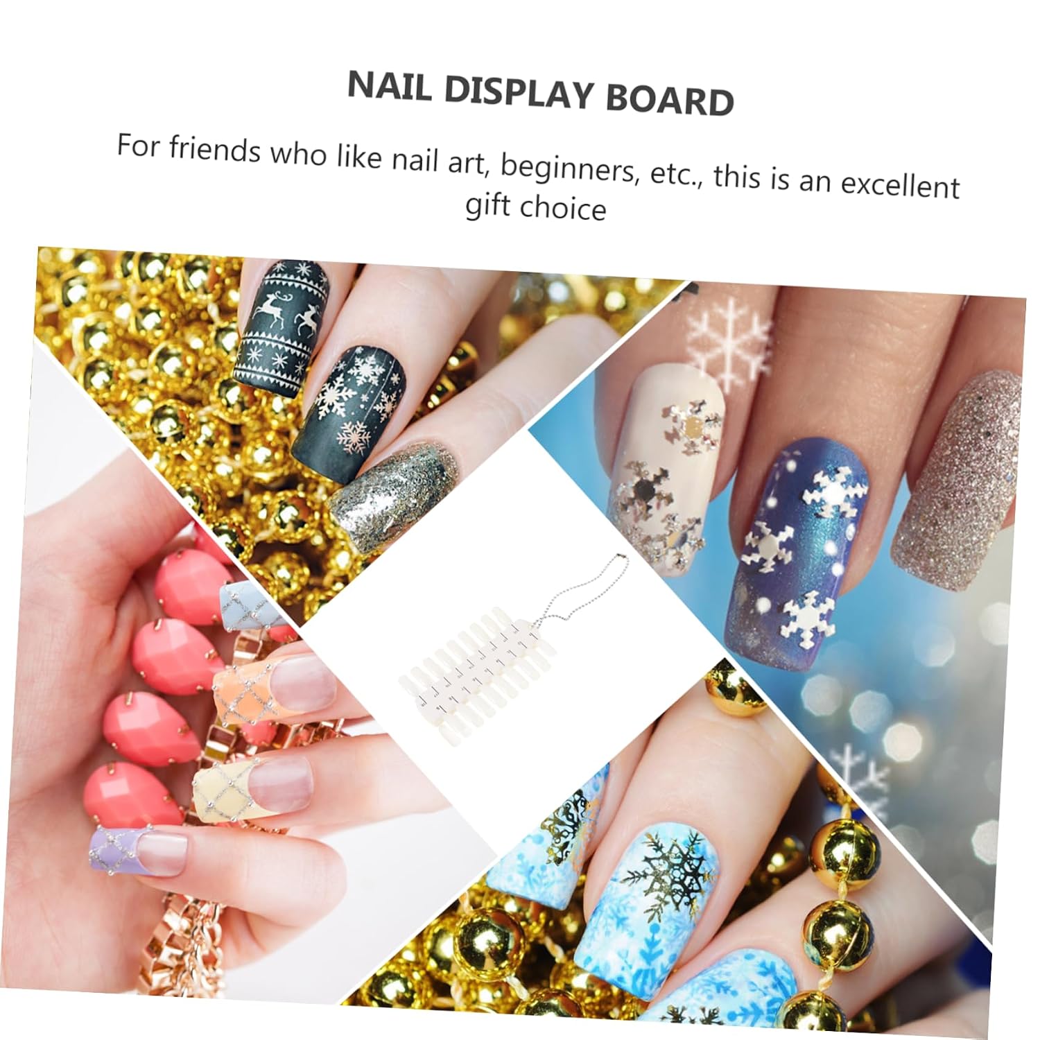 6sheets Portable False Nail Display Tips Double-sided Nail Chart for Salon Practice Lightweight Space-saving Design for Students Professionals