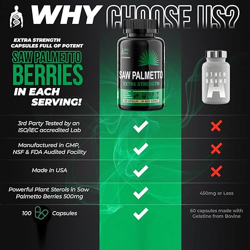 Miniatura 8 de Saw Palmetto para hombres – Suplementos para la salud de la próstata para hombres Salud urinaria – Bloqueador natural de DHT, 500 mg tratamientos