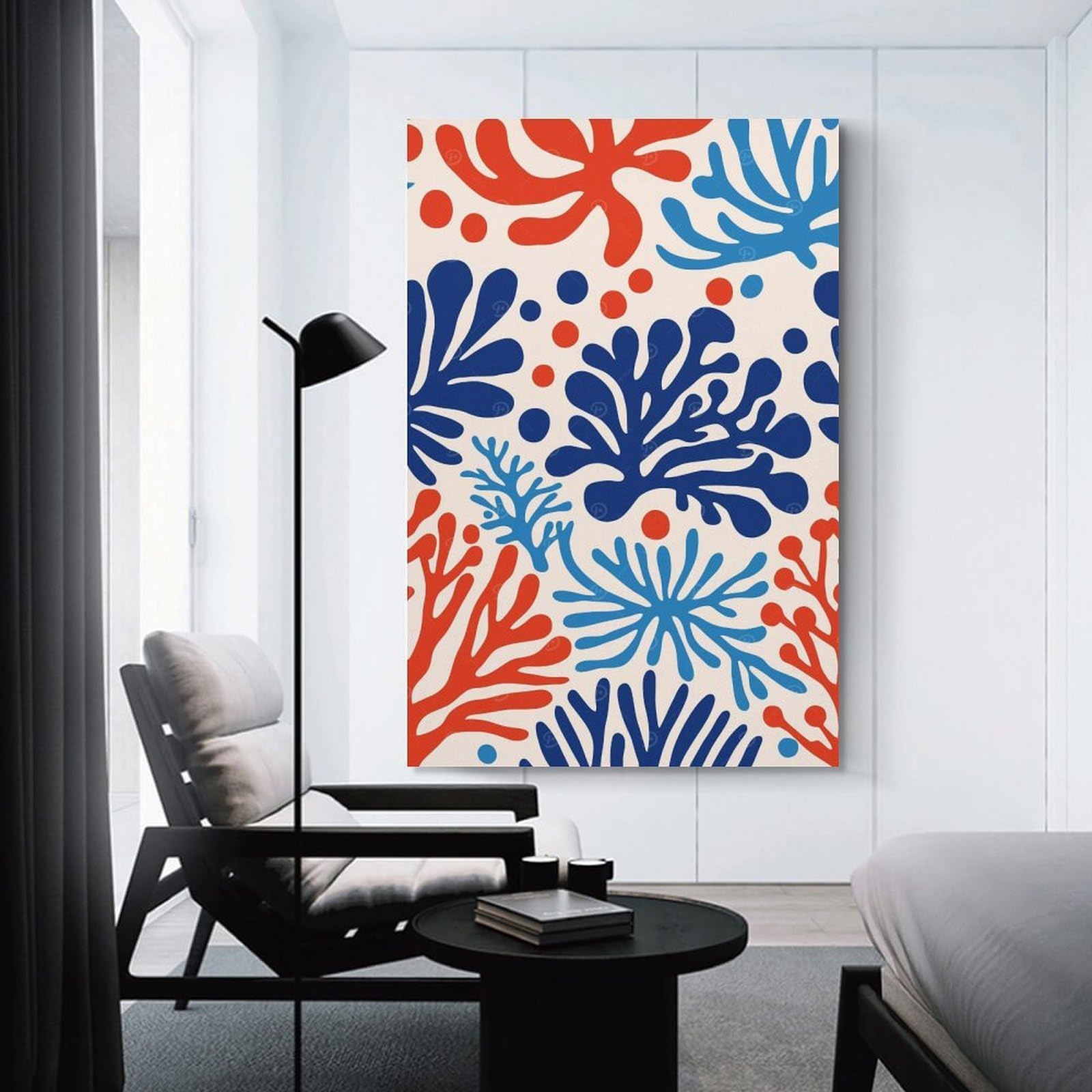 Junmoney Blue Red Coral Reef Decorative Canvas Print, 12x18inch(30x45cm), for Study, Office Or Focused Interiors, Canvas Wall Decor for Creative Rooms
