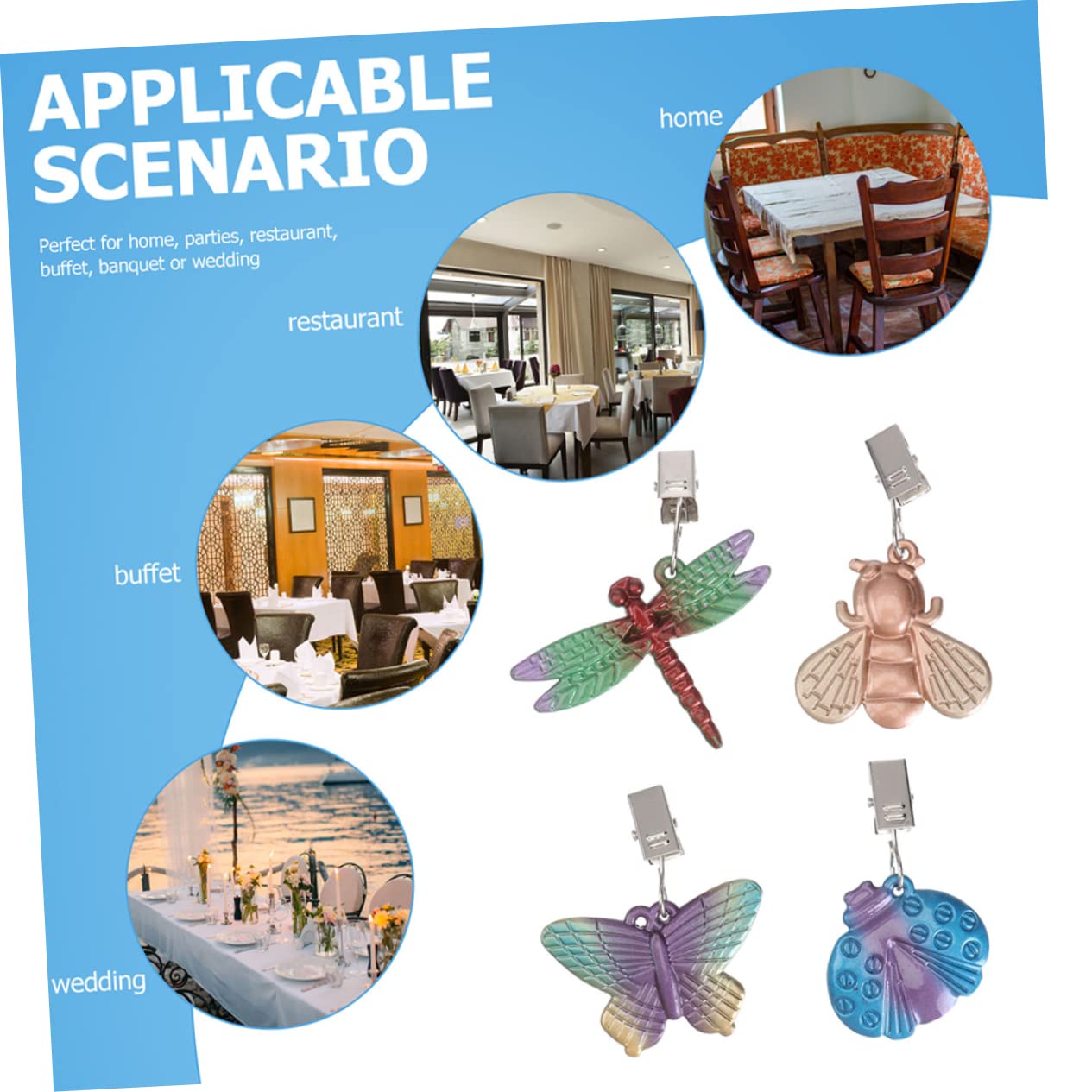 8pezzi Clip per Tovaglia Antivento Lega Fermatovaglia per Picnic e Giardino Decorazioni per Tovaglie Resistenti e Pratiche