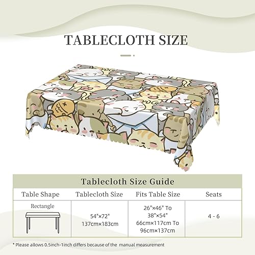Miniatura 5 de Aimeryup Cute Cat Smile Table Cloth Rectangle Table,Waterproof Tablecloth Rectangle Table Cloth Tablecloths for 6 Foot Rectangle Tables manteles de