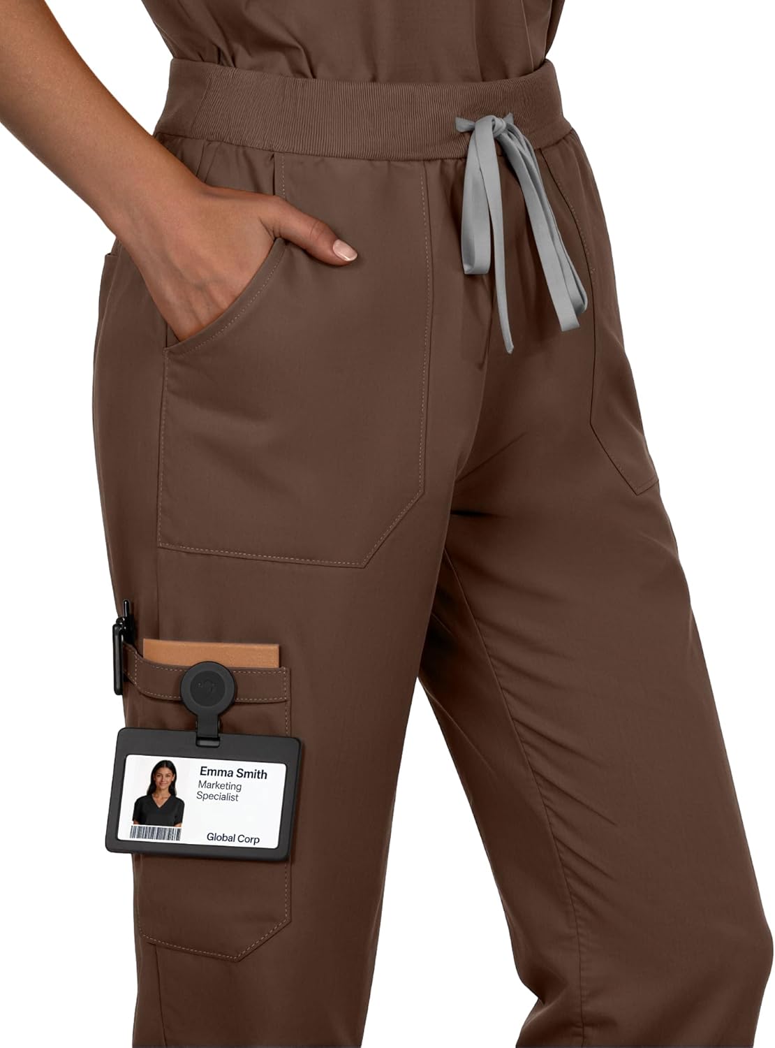 Scrubs Set for Women - Medical Uniform Sets with V-Neck Top & Straight Leg Pants, 9 Pockets, Slim Fit,Utility strap