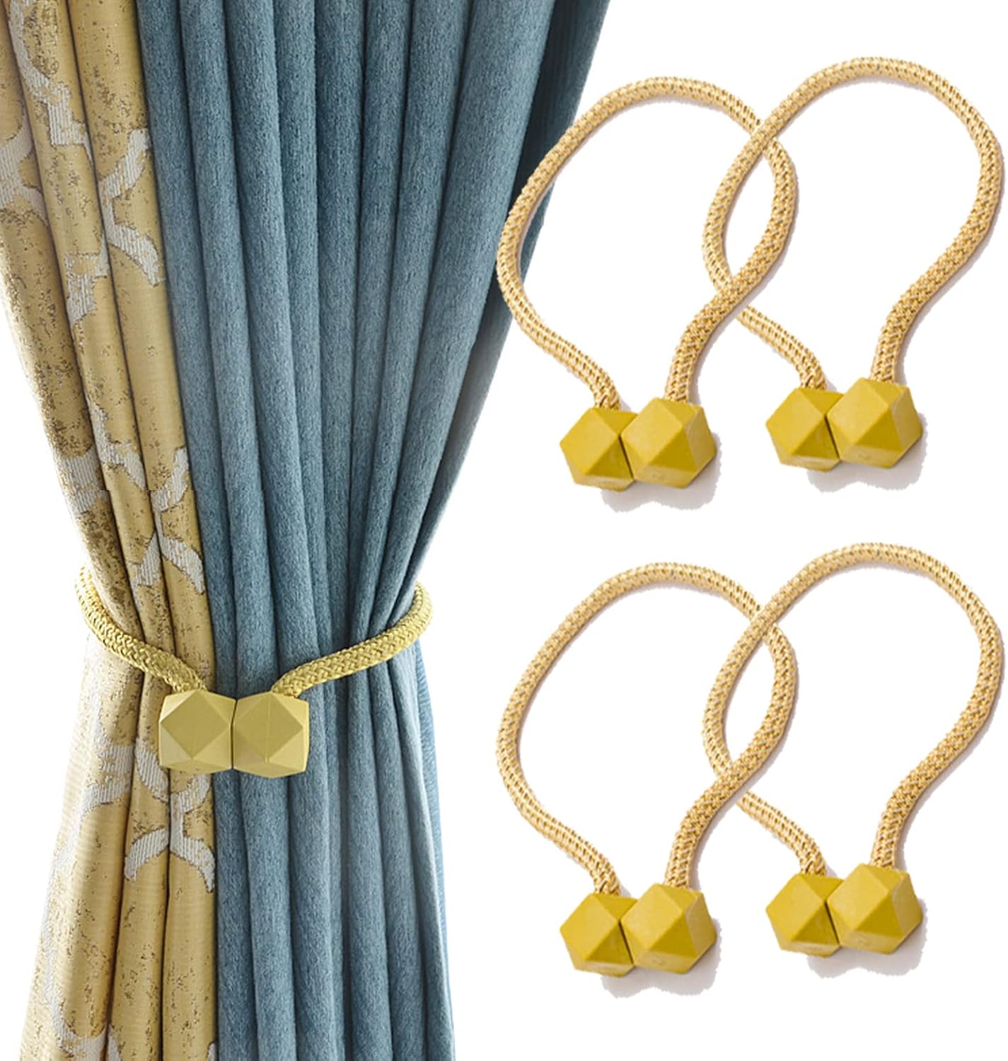 4pack Curtain Tieback, Rope Holdbacks for Window Draperies