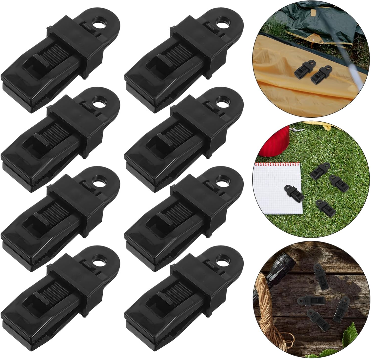 jojofuny 12pcs Heavy Duty Tarp Clips Strong Grip Tarp Securing Clamps for Outdoor Camping Canopies and Awnings Easy to Install Black Design