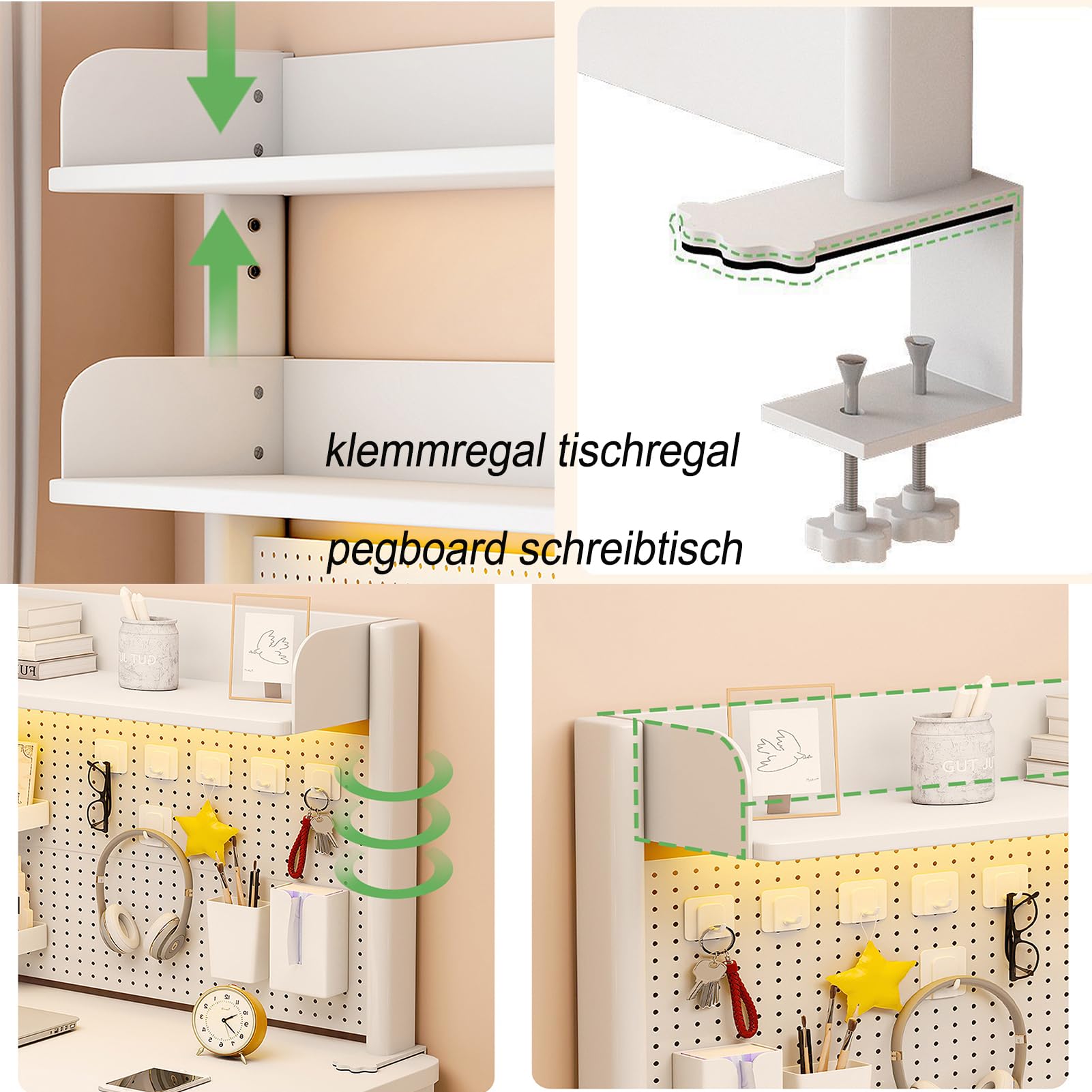 Klemmbares Schreibtisch Organizer Regal with Pegboard Schreibtisch