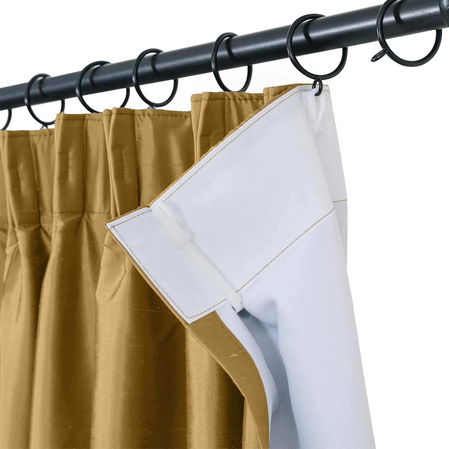 TWOPAGES Extra Long Pinch Pleated Drape for Living Room, Double Layer Lined Light Filtering Dupioni Silk Curtain Room Darkening Window Treatment Curtain (1 Panel, W26 x L120, Antique)