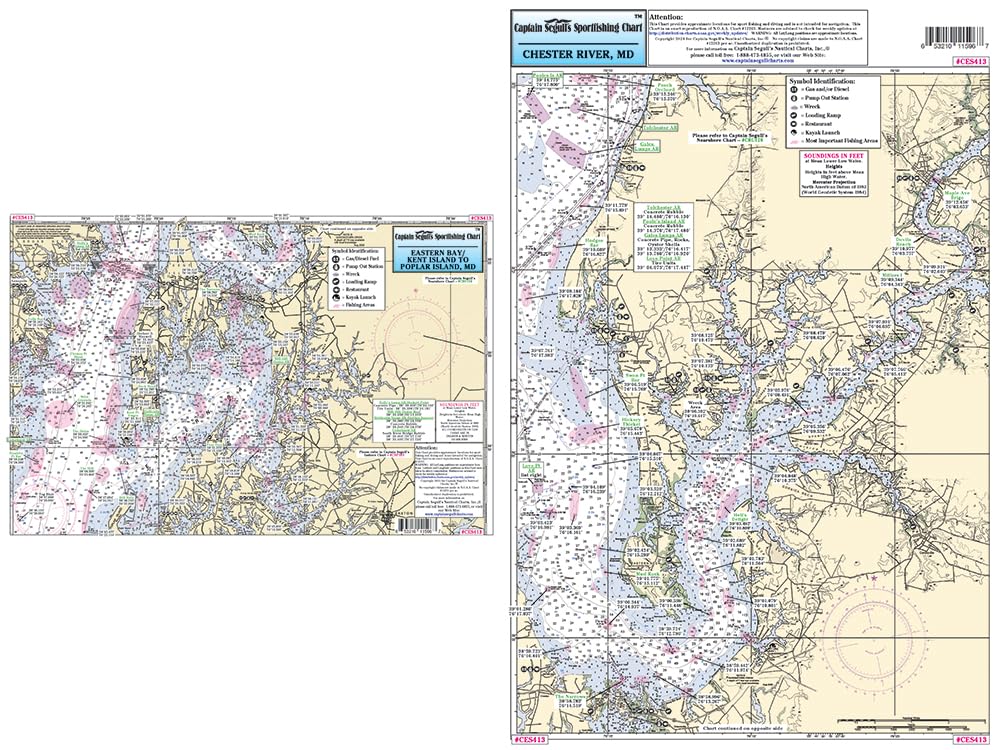 Captain Segulls Inshore Chester River/Eastern Bay, MD, Fishing Nautical Chart #CES413