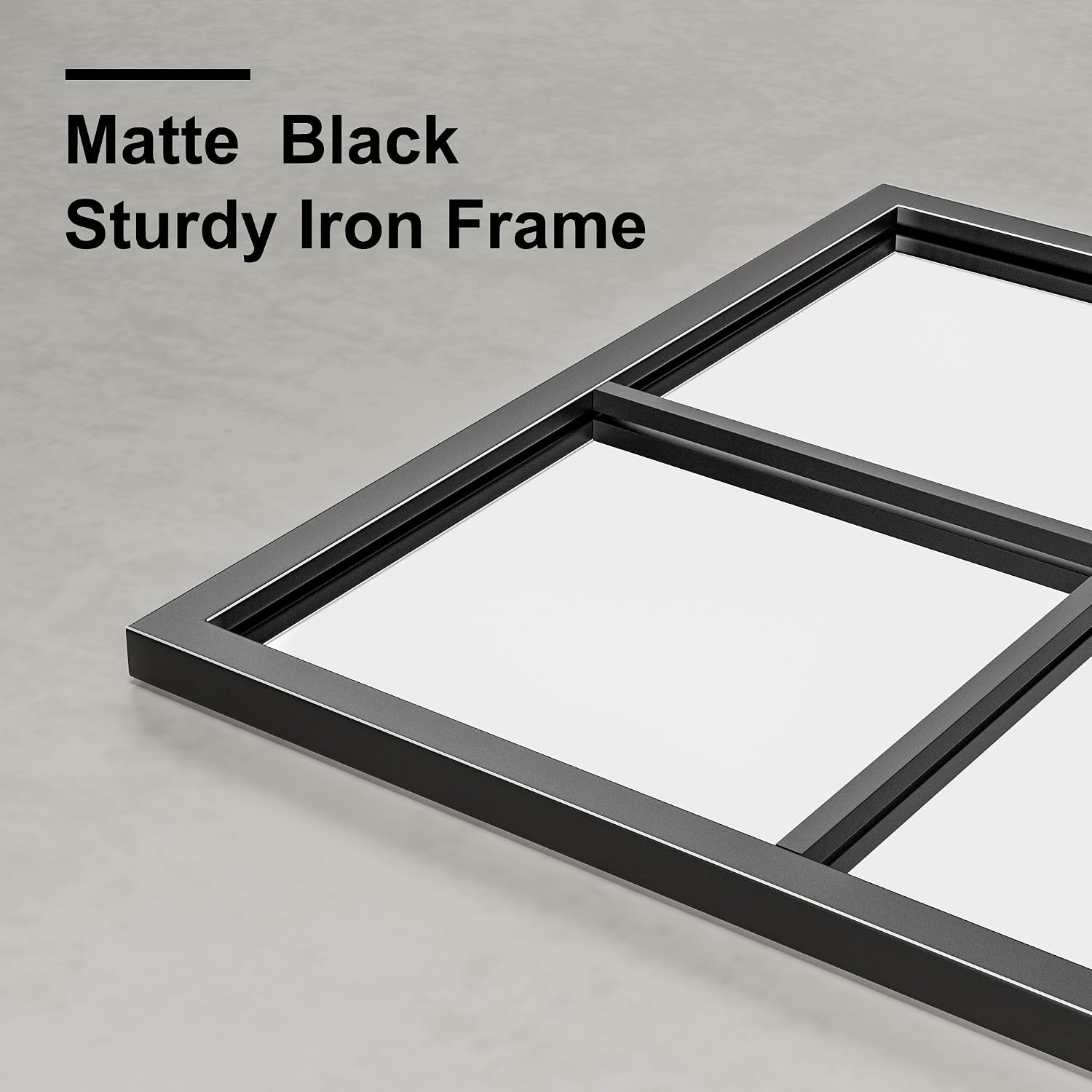 Dewfig Rectangle Wall Mirror, 36"x24" Metal Frame Windowpane Mirror, Black | Grid-Designed Farmhouse Mirror, Mounted Decorative Mirror, Lean/Hang, for Bedroom, Bathroom, Living Room, Entryway